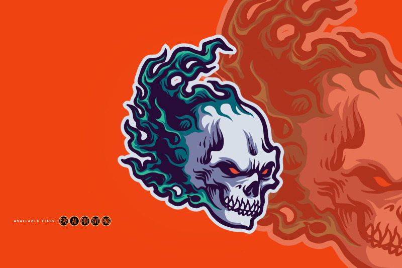 skull-head-fire-logo-mascot