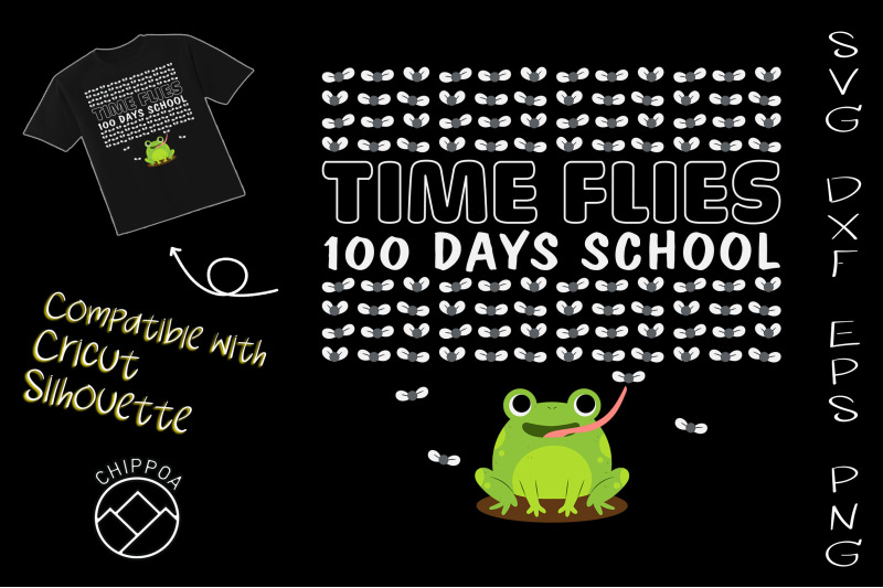 time-flies-100-days-school-frog-funny