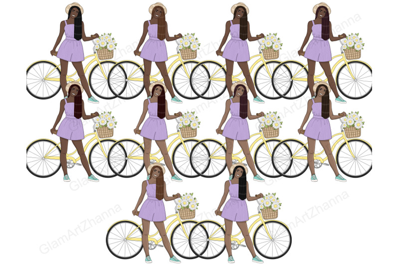 spring-girl-clipart-bicycle-woman-illustration