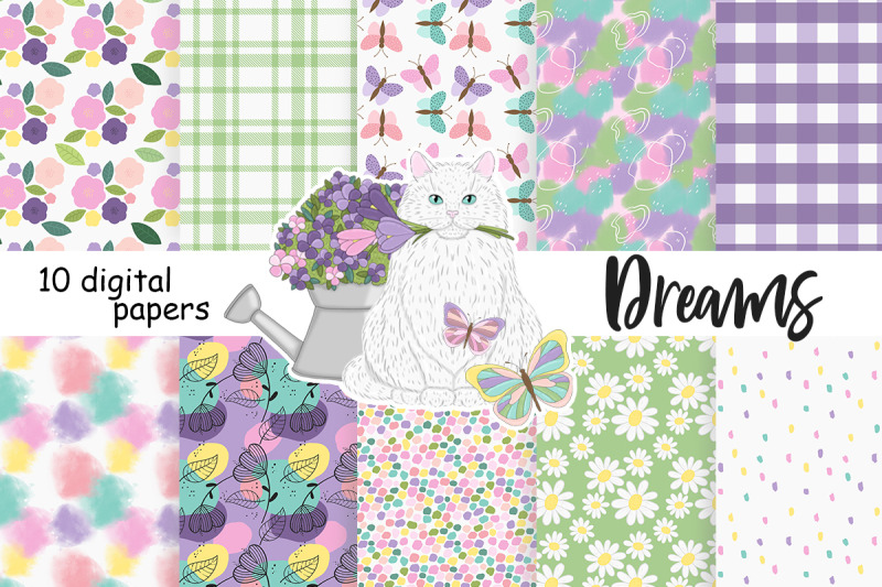 spring-flowers-digital-paper-garden-repeating-pattern