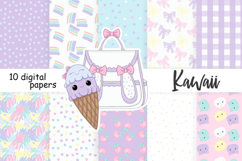 kawaii-digital-paper-rainbow-pattern-set