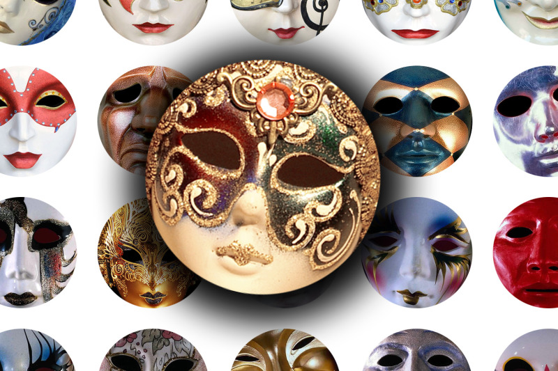 digital-collage-sheet-carnival-masks