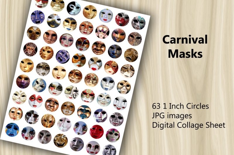 digital-collage-sheet-carnival-masks