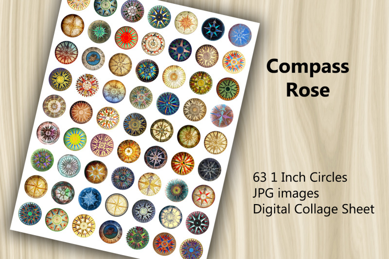 digital-collage-sheet-compass-rose