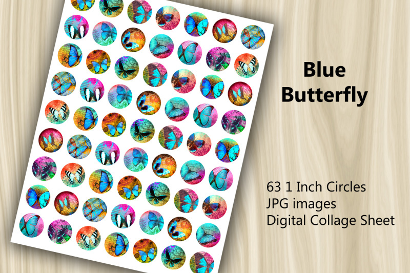 digital-collage-sheet-blue-butterfly