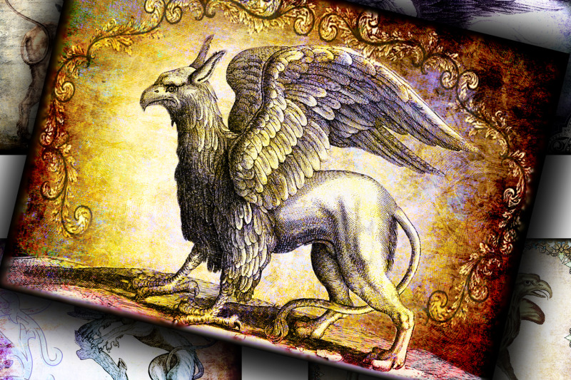 aceo-digital-collage-sheet-griffons