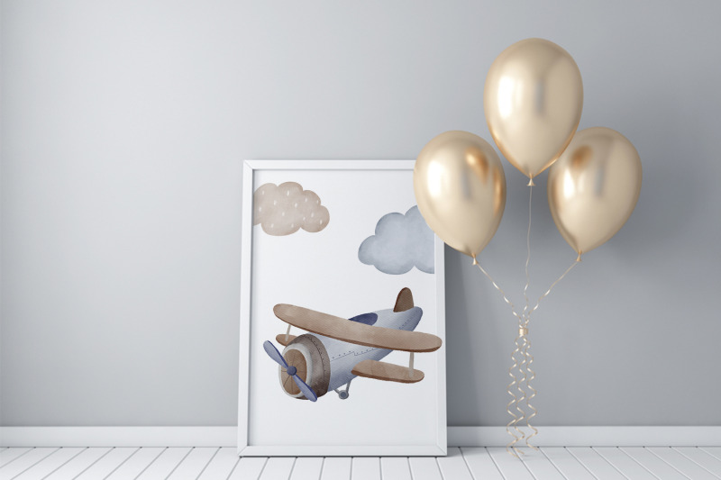 watercolor-airplane-clipart-png-hot-air-balloon-travel-baby-shower