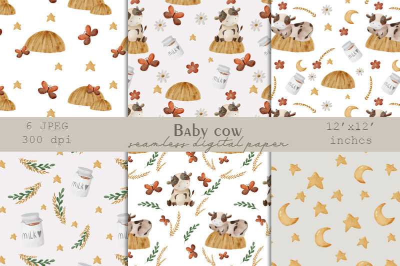 watercolor-baby-cow-seamless-digital-paper-cow-baby-shower-cow-print
