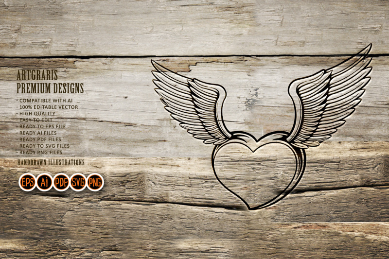 clipart-flying-cute-heart-love-tattoo-silhouette