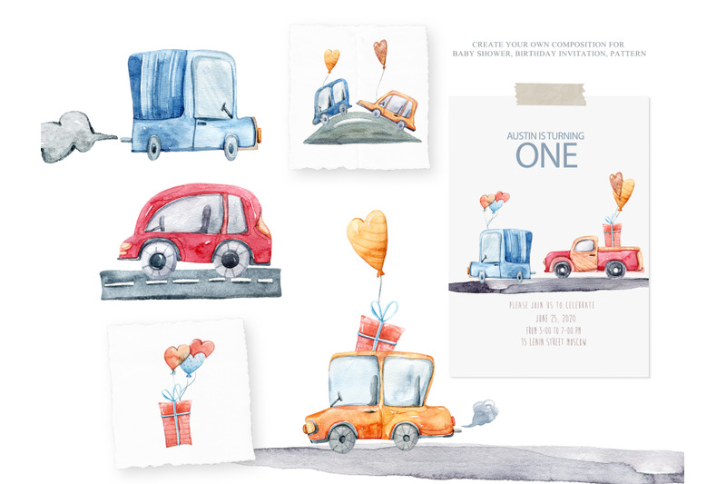 watercolor-cute-retro-cars-clipart-transport-png-files