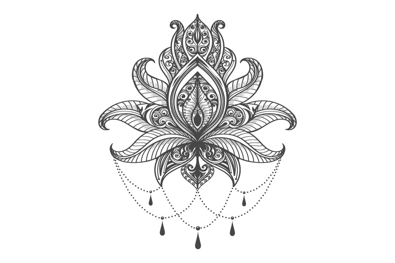 hand-drawn-lotus-flower-pattern-tattoo