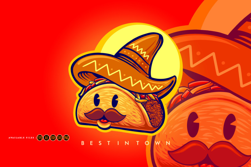 cute-mustache-tacos-logo-mascot-illustrations