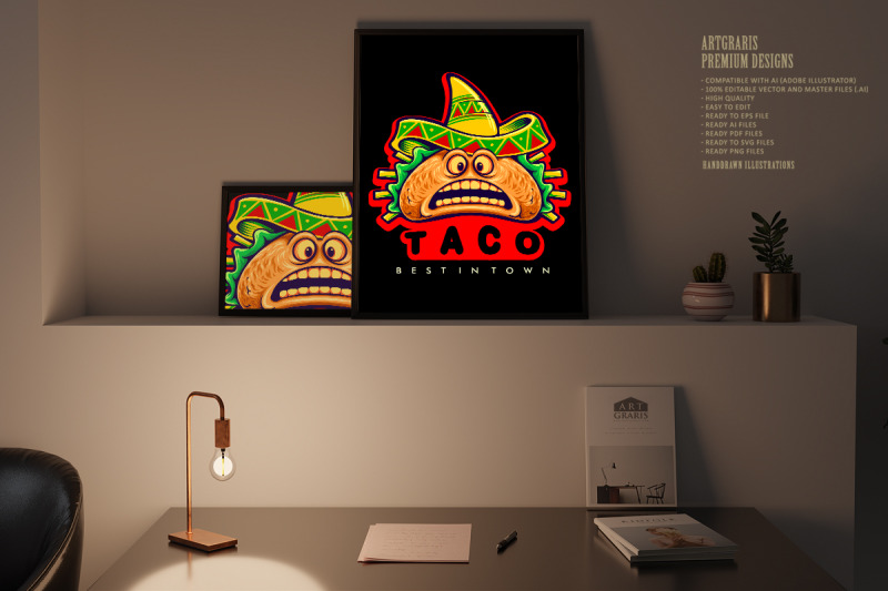 funny-tacos-mexican-logo-mascot-illustrations