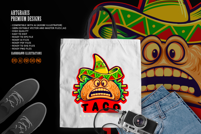 funny-tacos-mexican-logo-mascot-illustrations