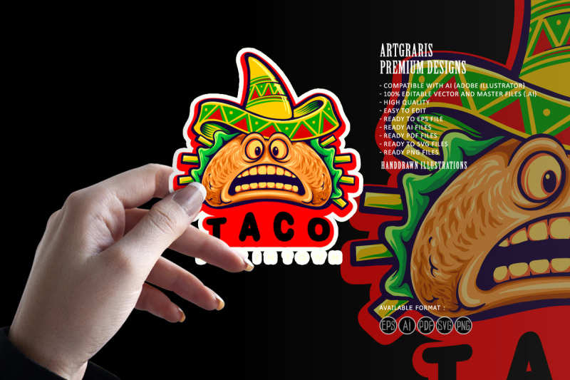 funny-tacos-mexican-logo-mascot-illustrations