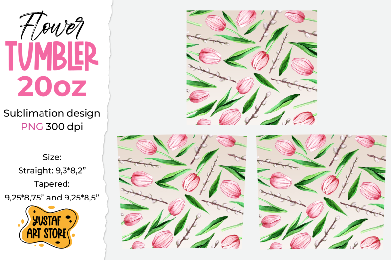 spring-tumbler-sublimation-design-tulips-and-twigs-pattern