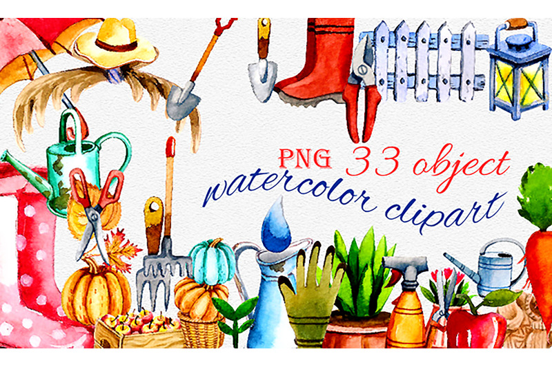 watercolor-clip-art-blue-gardener-tools