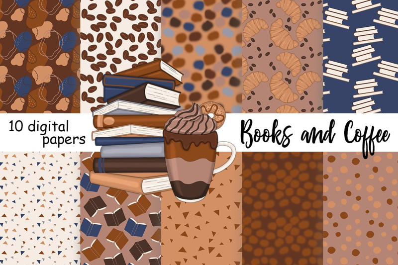 books-and-coffee-pattern-coffee-digital-paper