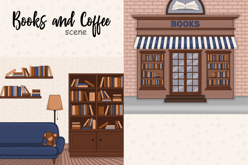 library-interior-illustration-living-room-clipart