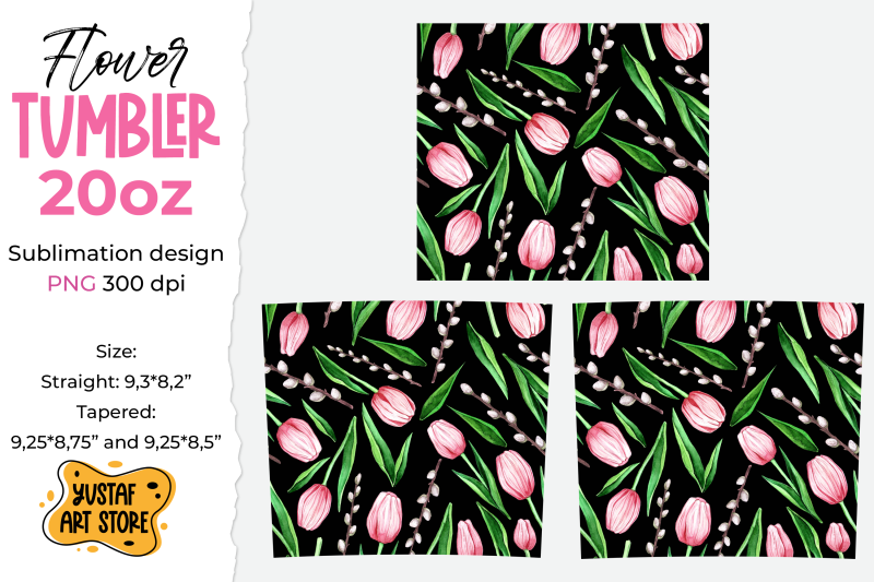 spring-flowers-tumbler-sublimation-design-tulips-amp-twigs