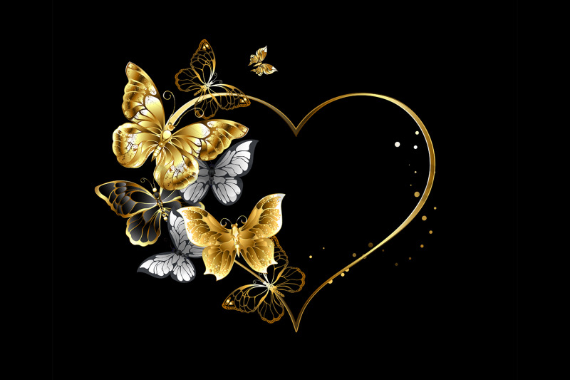 heart-with-golden-butterflies