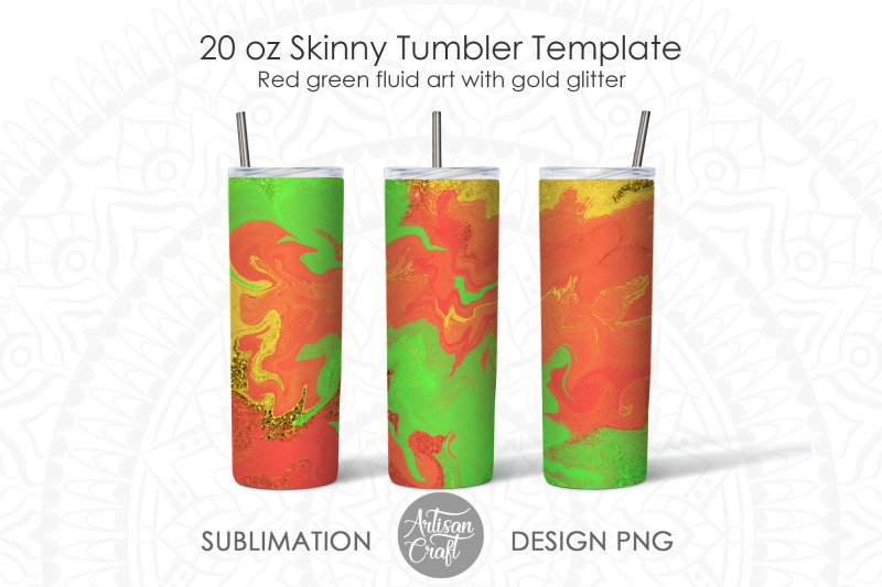 20oz-skinny-tumbler-design-with-green-and-red-acrylic-pour-art-tumble