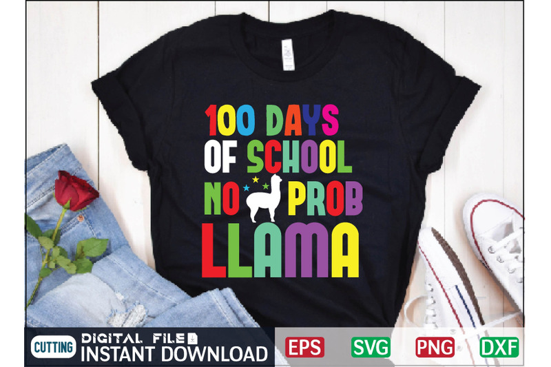 100-days-of-school-no-prob-llama-t-shirt