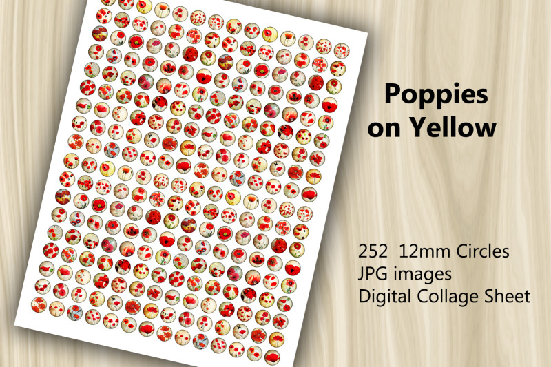 digital-collage-sheet-poppies-on-yellow