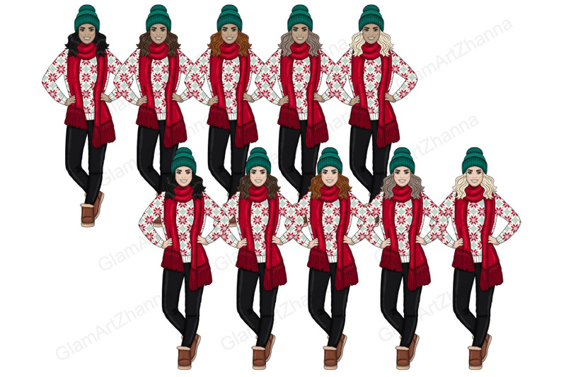 winter-red-girls-clipart