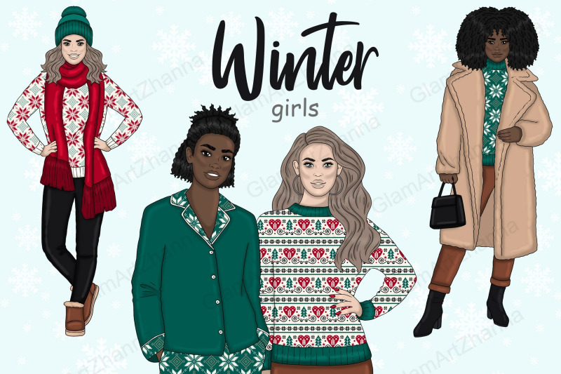 winter-red-girls-clipart