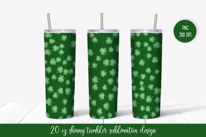 st-patricks-day-tumbler-sublimation-wrap-green-shamrocks-tumbler