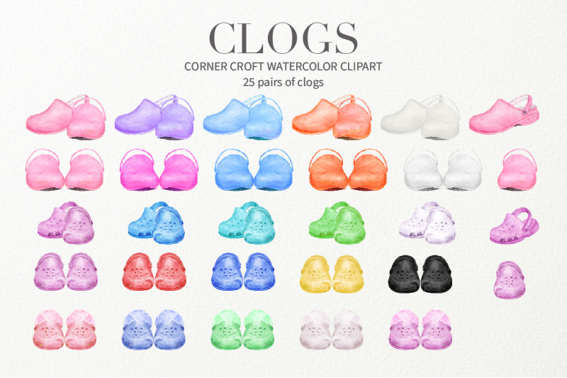watercolor-fashion-shoes-clogs-for-instant-download-nbsp