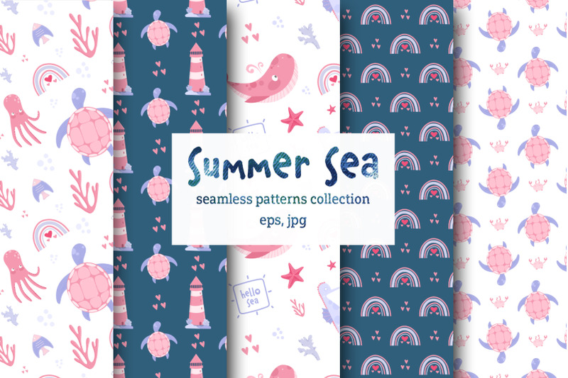 summer-sea-set-of-vector-seamless-patterns-eps-and-jpg