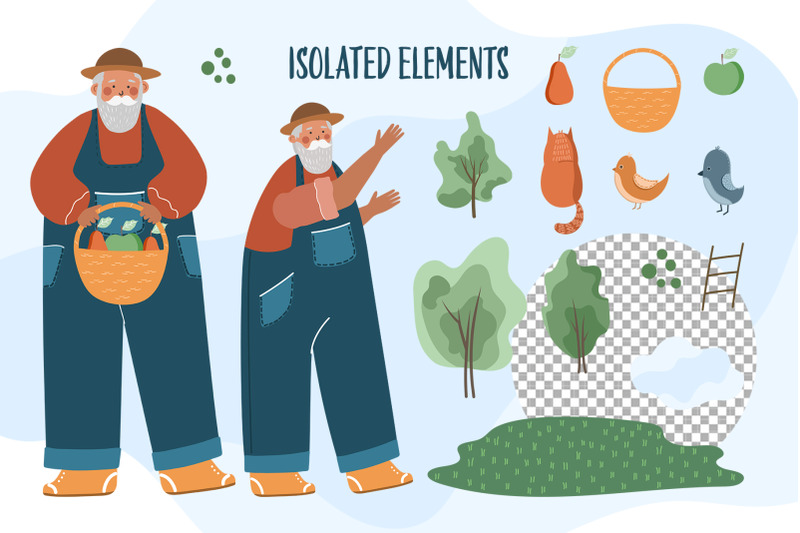 old-gardener-vector-set