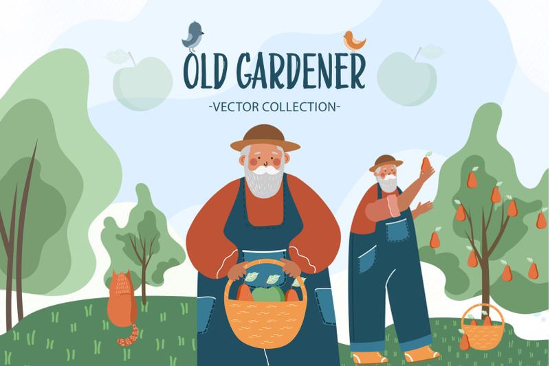 old-gardener-vector-set