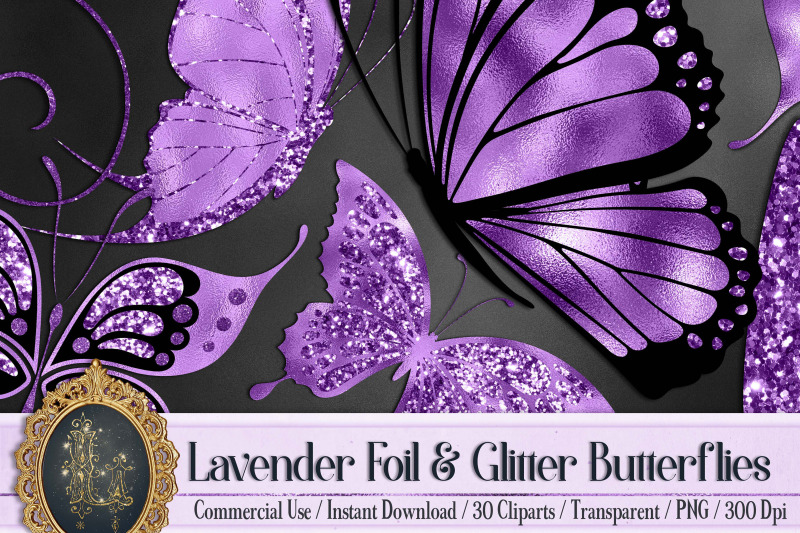 30-lavender-purple-foil-and-glitter-butterfly-png-isolated