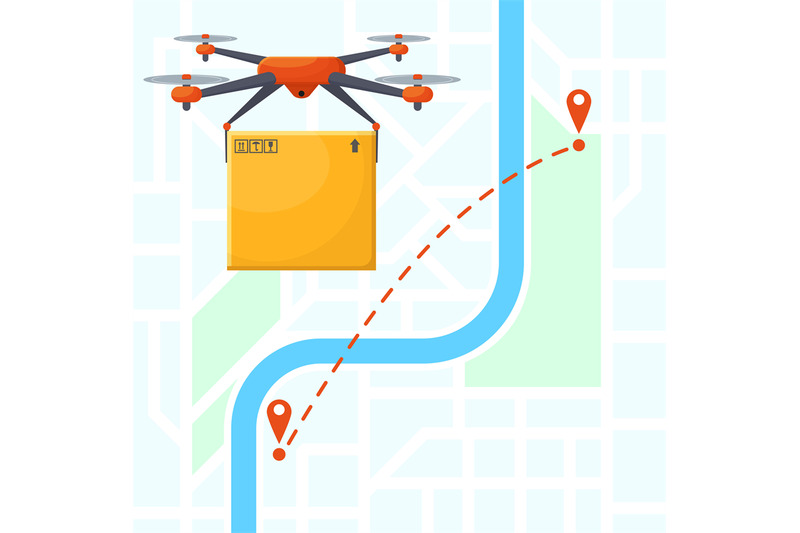 drone-delivery-service-quadcopter-gadget-map-location-delivery-unman