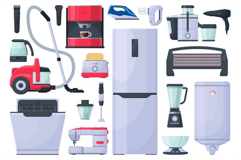 home-appliances-vacuum-cleaner-iron-and-coffee-machine-refrigerator