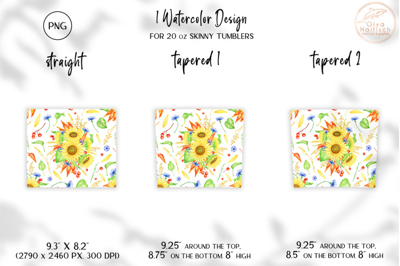 watercolor-sunflower-tumbler-sublimation-floral-tumbler-wrap-20oz