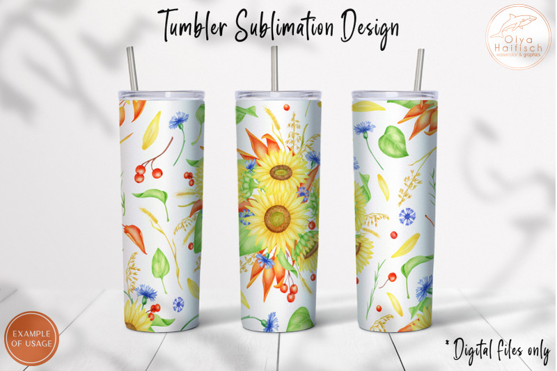watercolor-sunflower-tumbler-sublimation-floral-tumbler-wrap-20oz