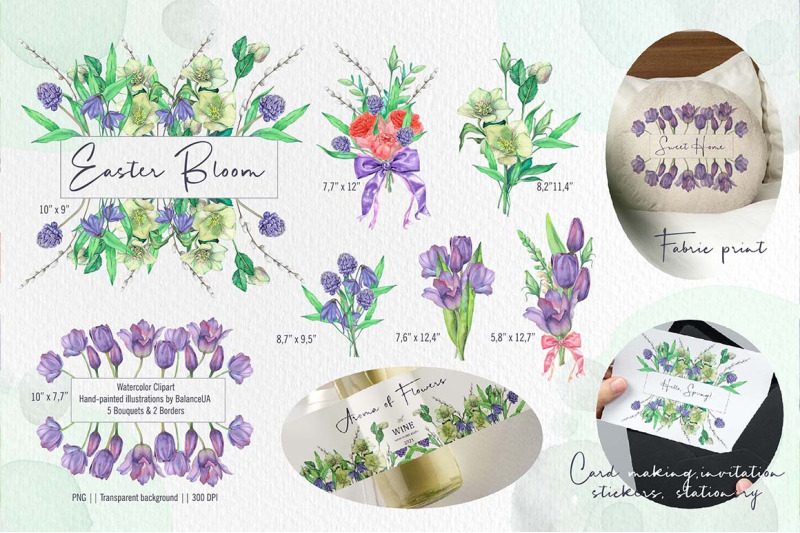 easter-border-and-bouquet-watercolor-clipart-spring-clipart-png