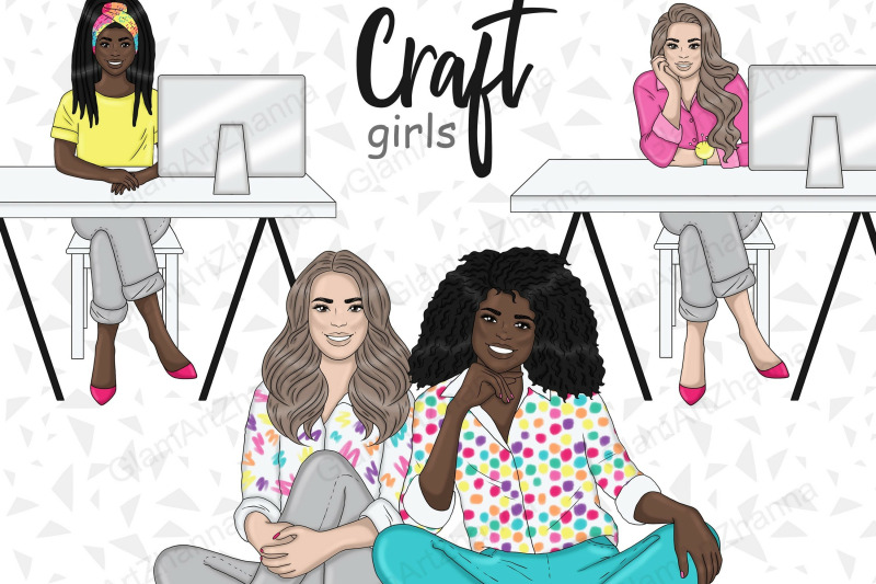 crafter-girl-clipart-bundle-craft-woman-illustration