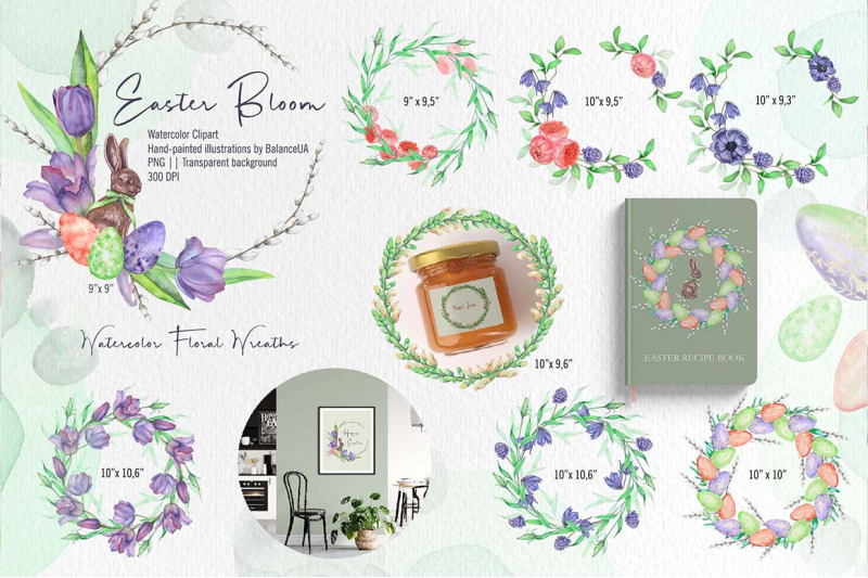 easter-wreath-watercolor-clipart-spring-clipart-easter-flowers