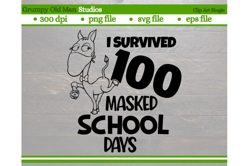 i-survived-100-masked-school-days-horse-wearing-mask