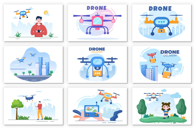 22-drone-with-camera-remote-illustration