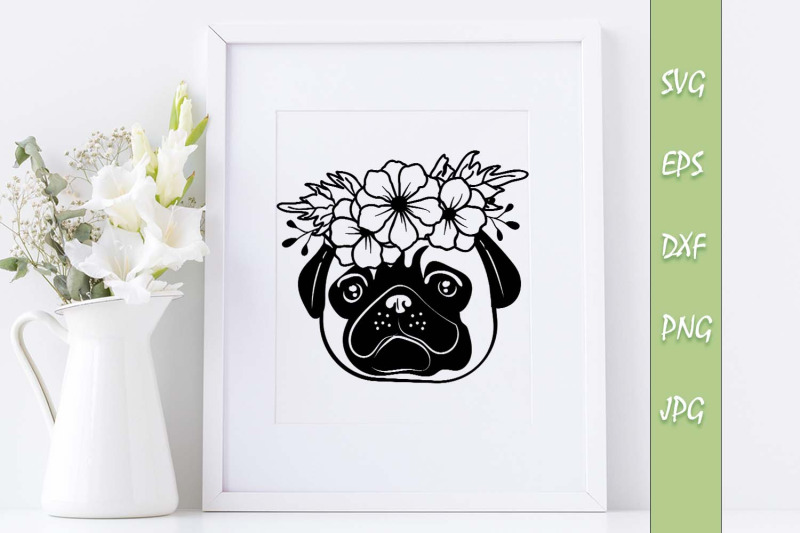 floral-svg-pug-dog-file