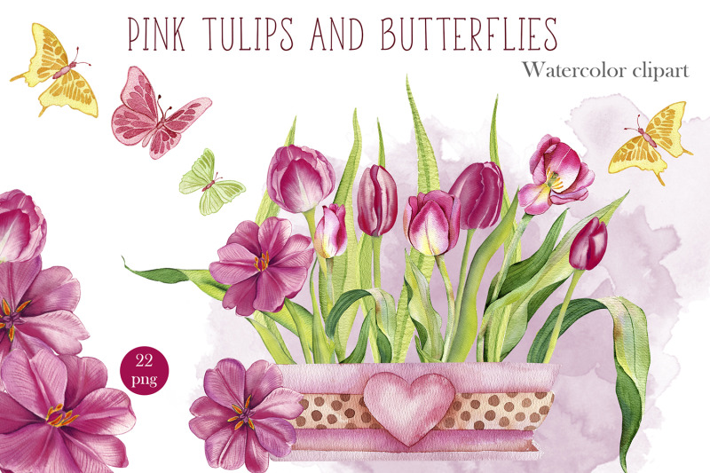 watercolor-pink-tulips-clipart-botanical-clipart