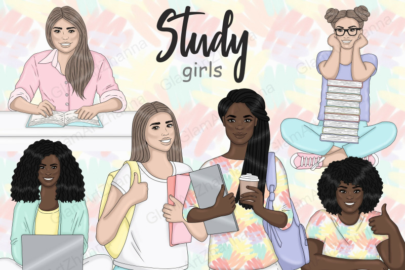 study-bright-girls-clipart