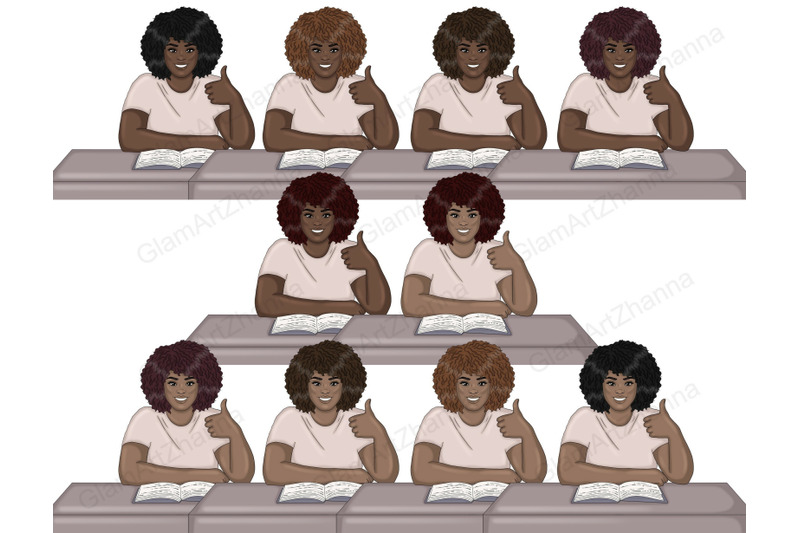 study-beige-girls-clipart