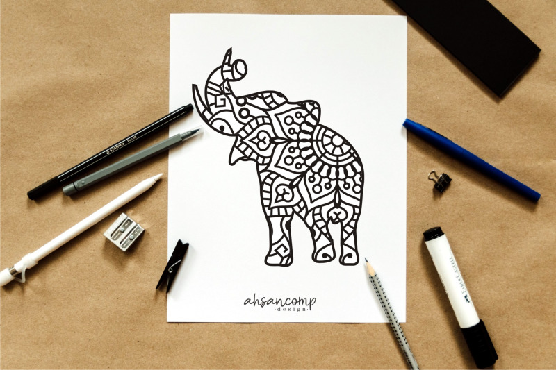 elephant-mandala-paper-cut-amp-print-vector